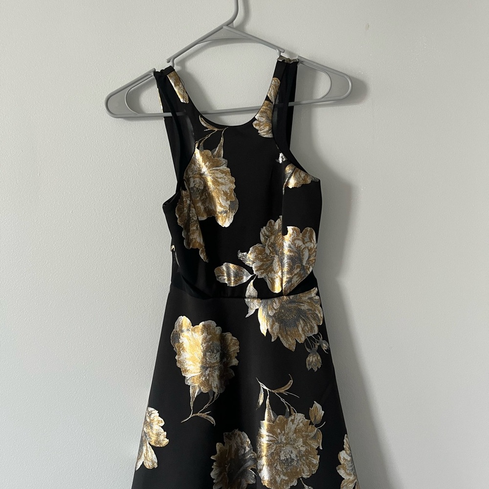 Floral Black and Gold Dress